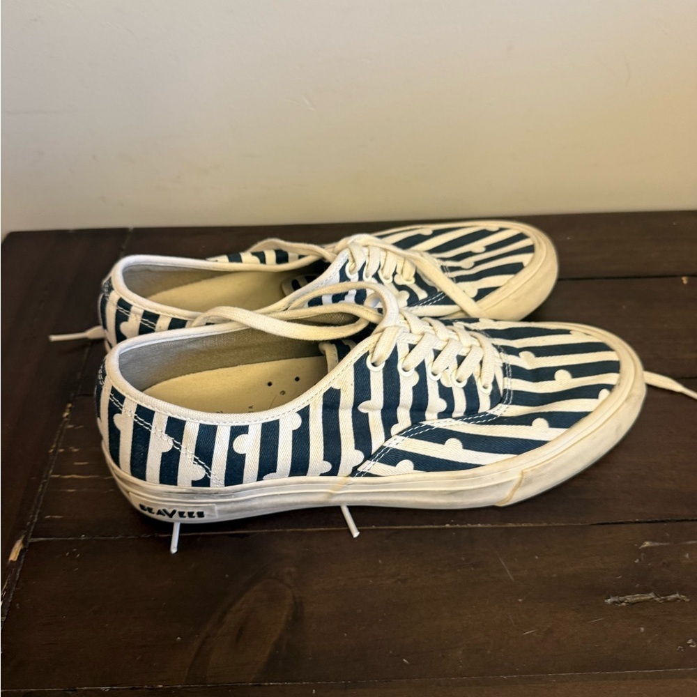 SeaVees x J Crew Sneakers Womens 9.5 Striped Canvas Net-A-Porter Exclusive